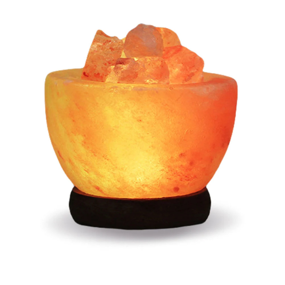 Himalayan Salt Lamp Crystal Rock LED Night Light with Wooden Base