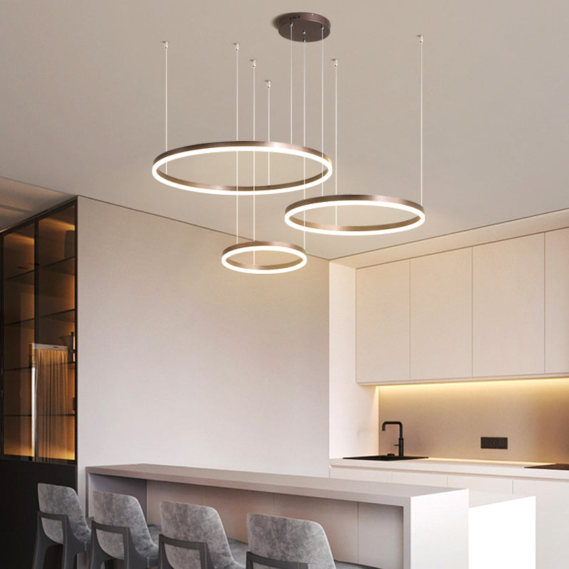 Modern Ring Pendant Light Elegant Black & Gold Metal Design