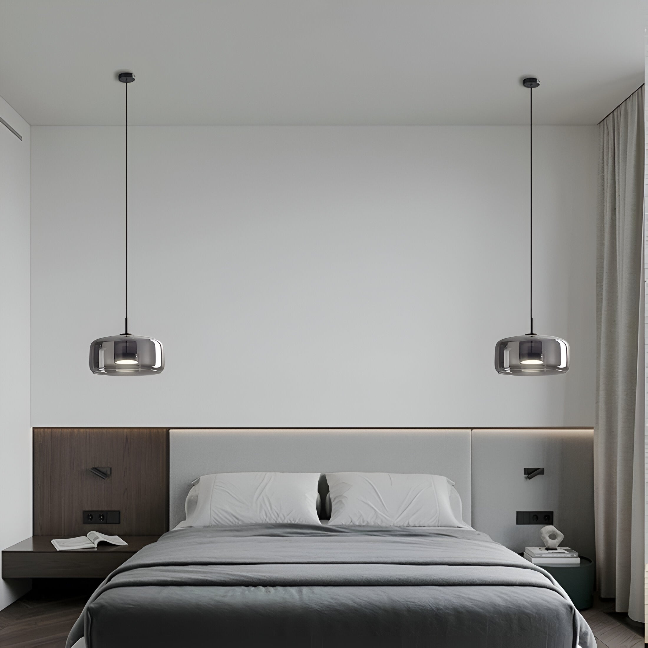Retro Modern Glass LED Pendant Light Hand-Blown Trio with Adjustable Cord