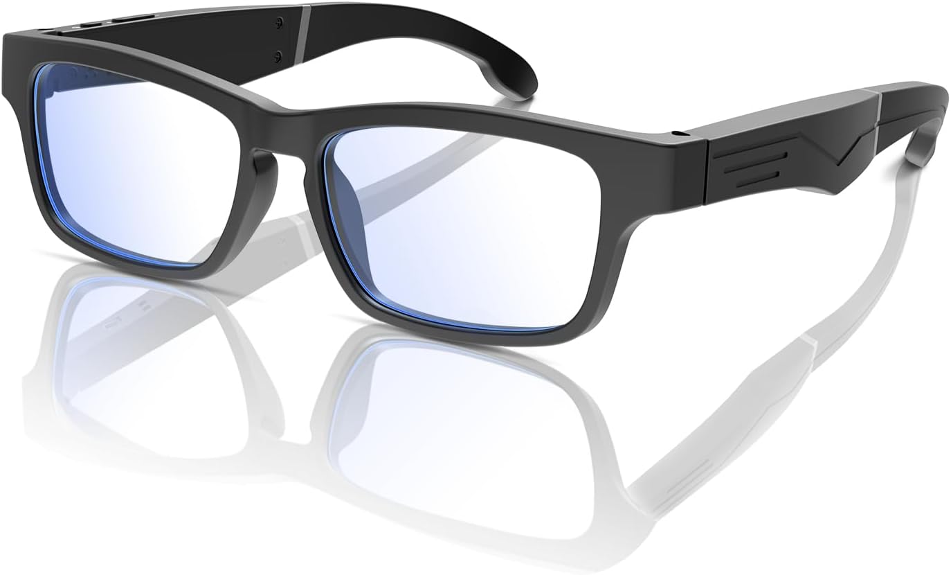 Smart Bluetooth glasses with open ear speakers and blue light filter