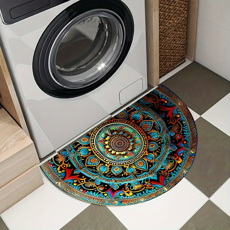 Sacred circle semicircular mandala doormat