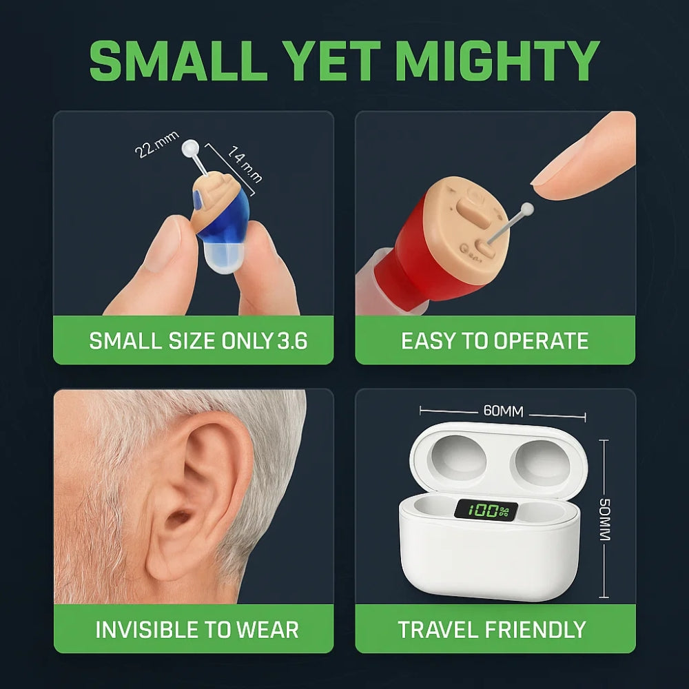 Compact Hearing Aids Rechargeable Design with Crisp, Clear Audio