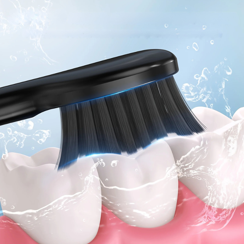 Rechargeable sonic toothbrush with soft replacement brushes