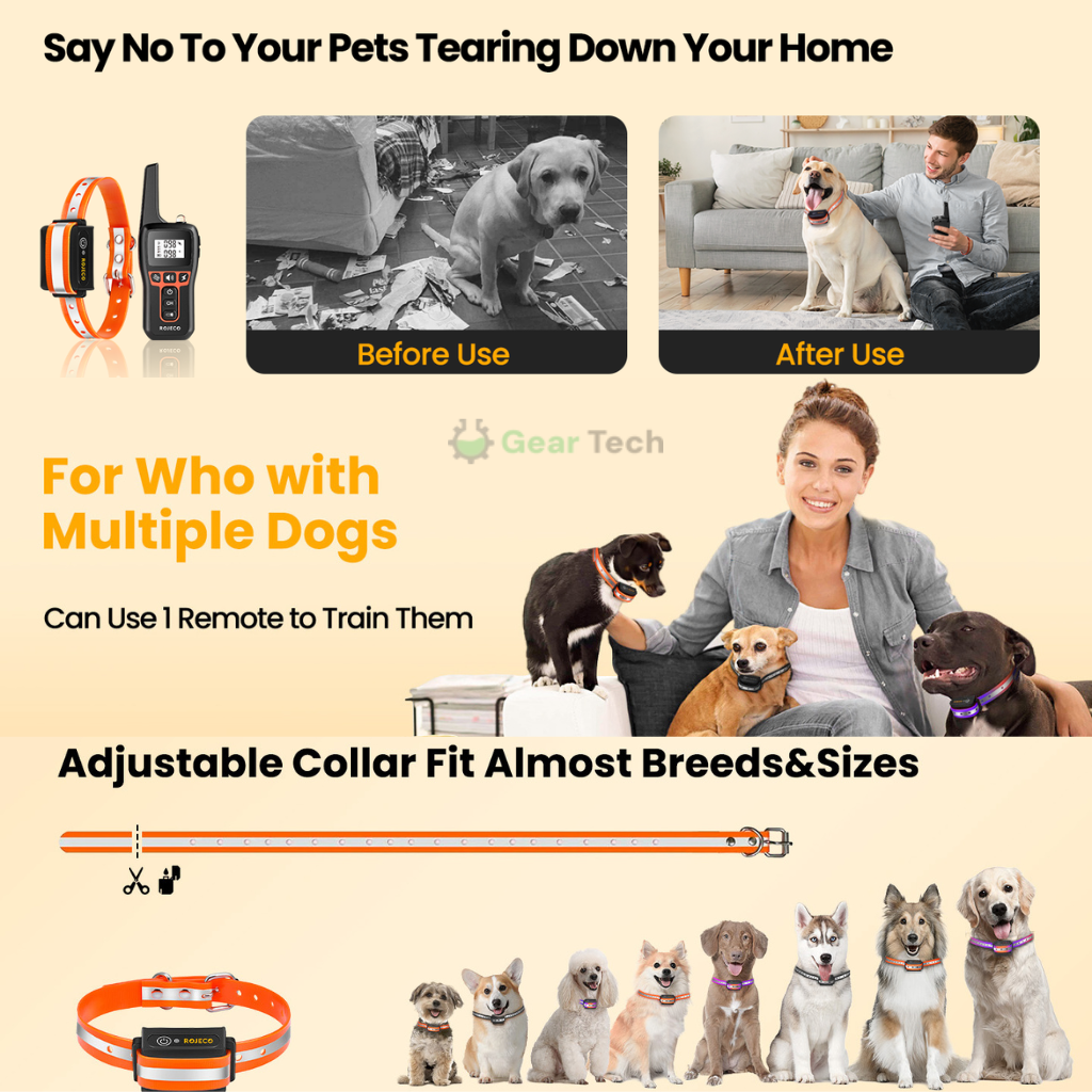 Dog Training Collar Long-Range Waterproof Remote for All Dog Sizes