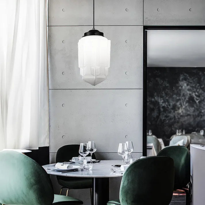 Stylish Pendant Light with Geometric Frosted Glass Style