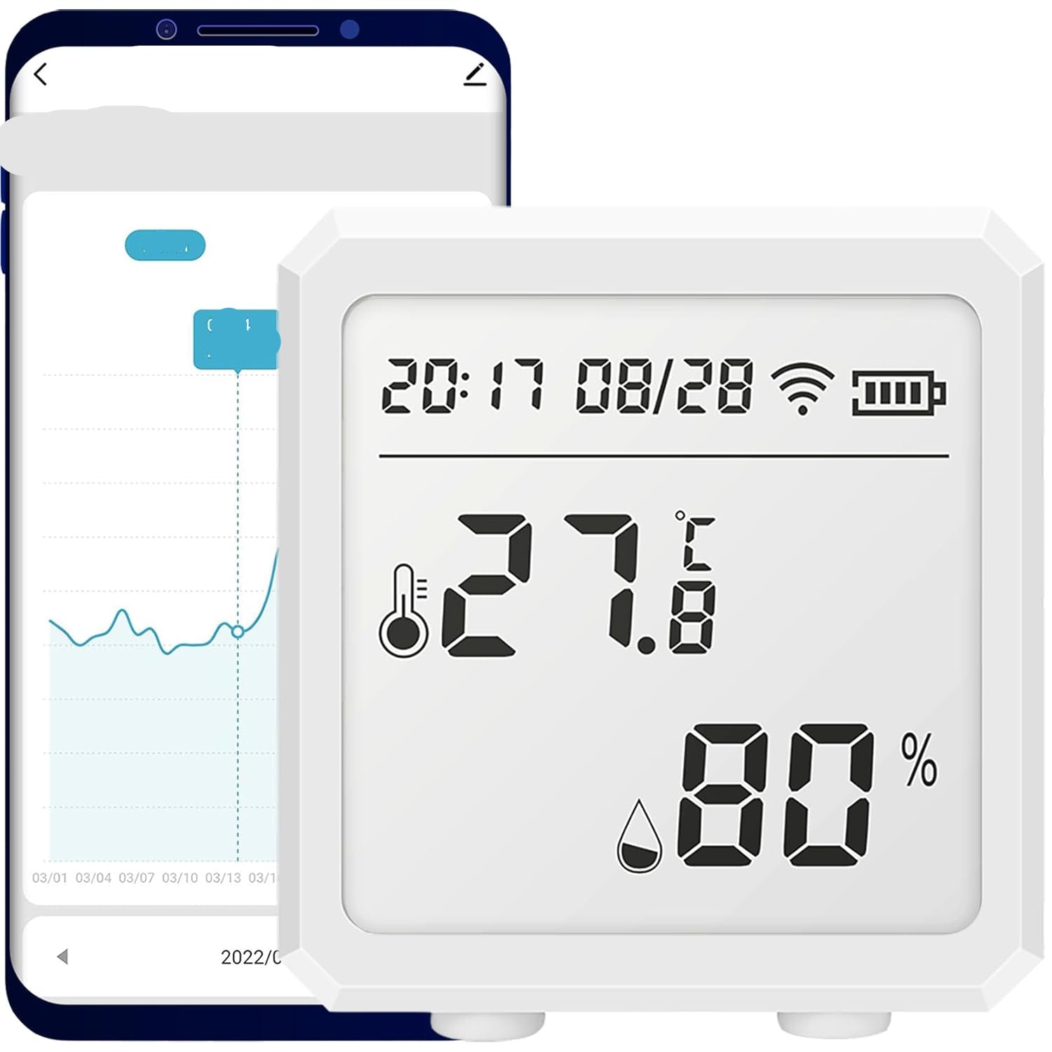 Smart temperature and humidity sensor with app control