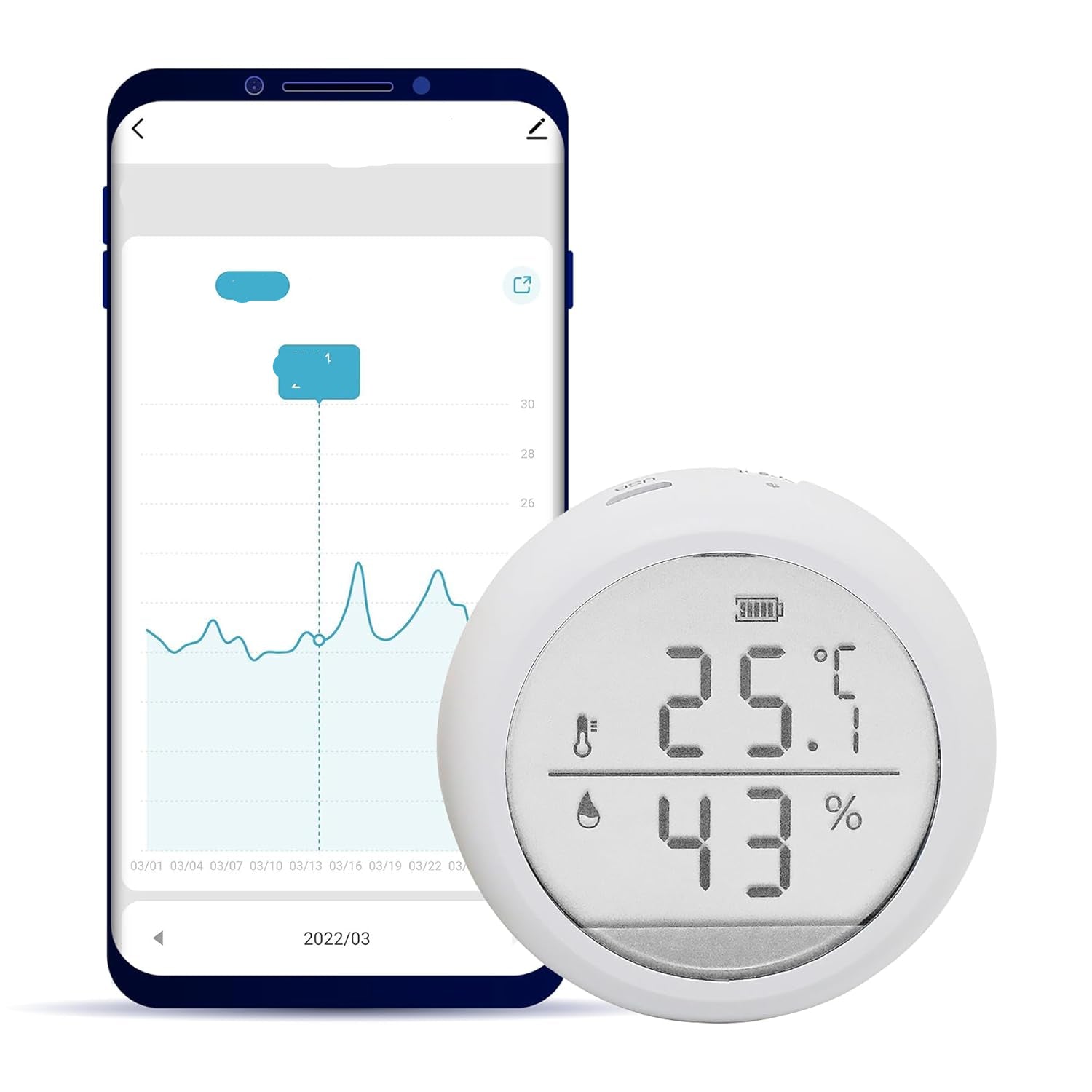 Smart temperature and humidity sensor with app control