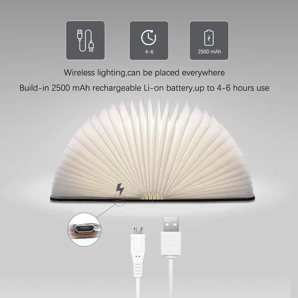 Enchanted Book Lamp Foldable LED Night Light with USB Rechargeable Battery