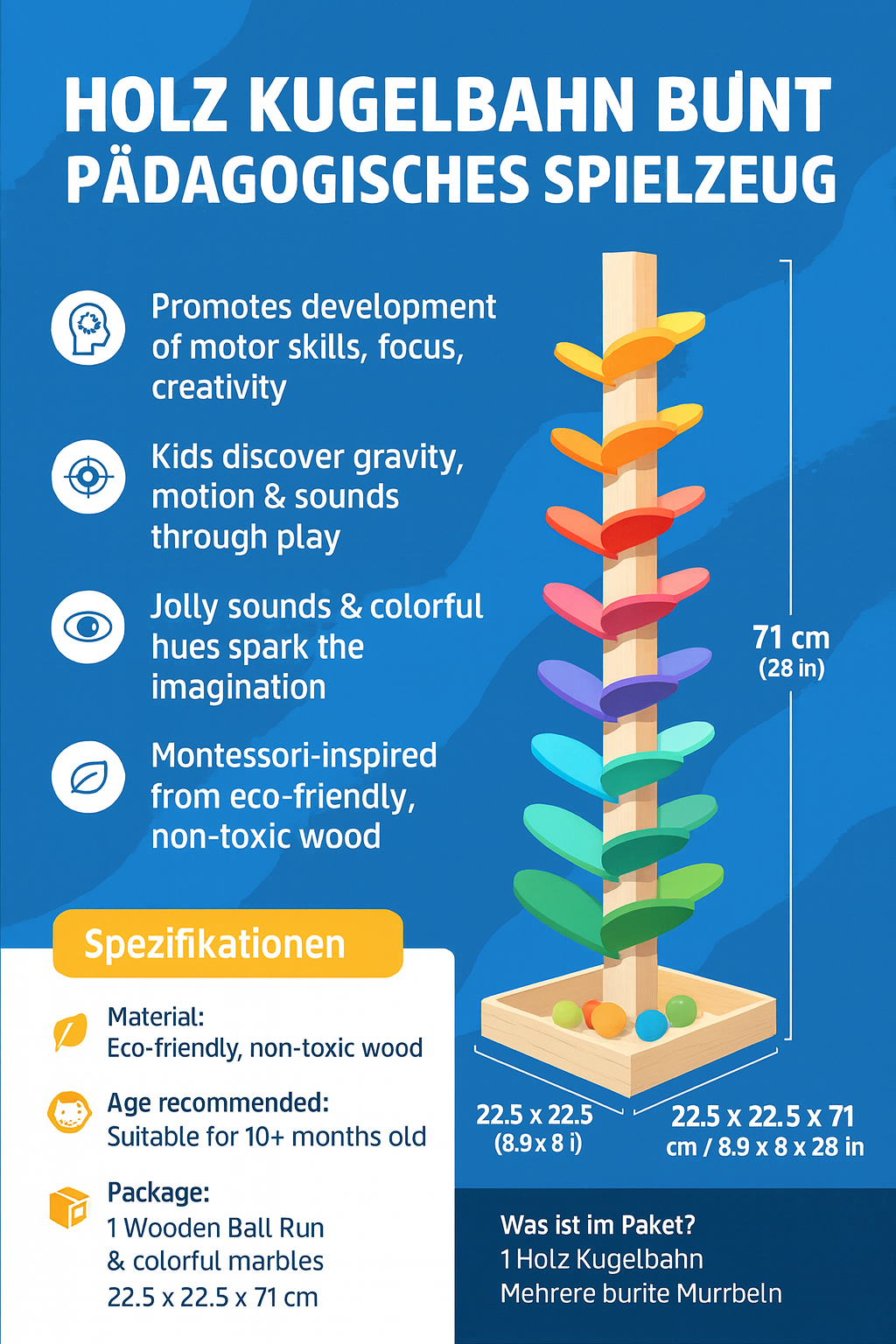 Interactive Marble Run Track Sensory Learning Toy for Early Development