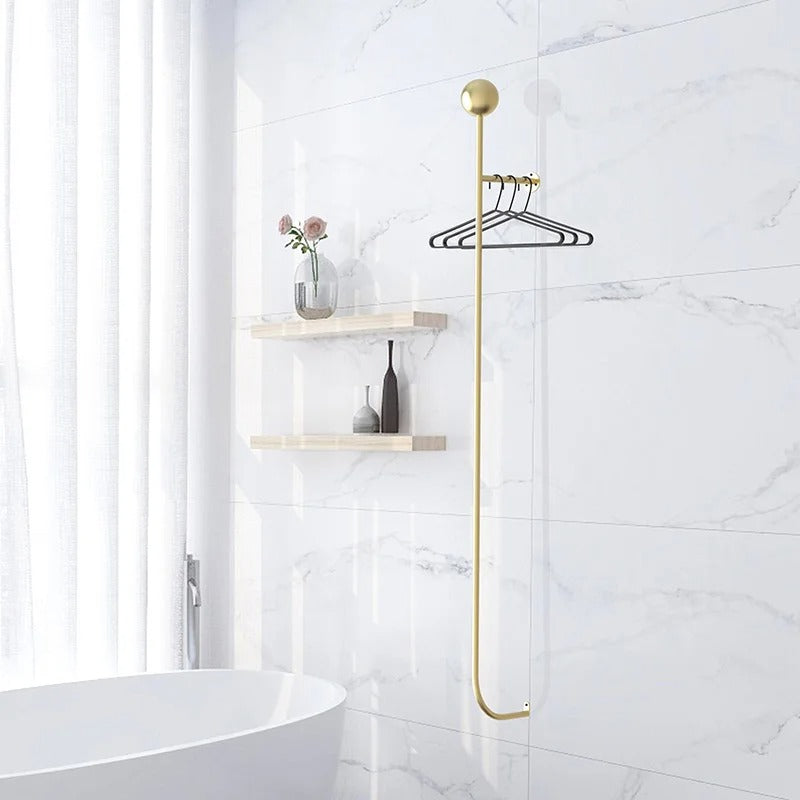 Stylish Wall Clothes Rack Elegant Gold Organizer with 6 Hooks