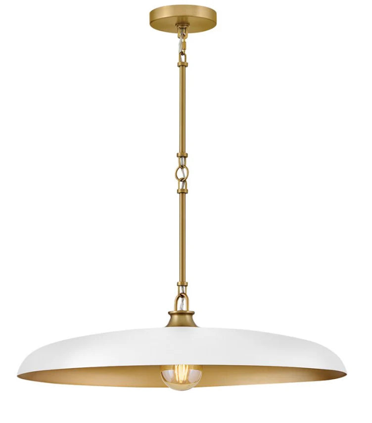 Sadie pendant lamp with shallow dish shade and chain suspension