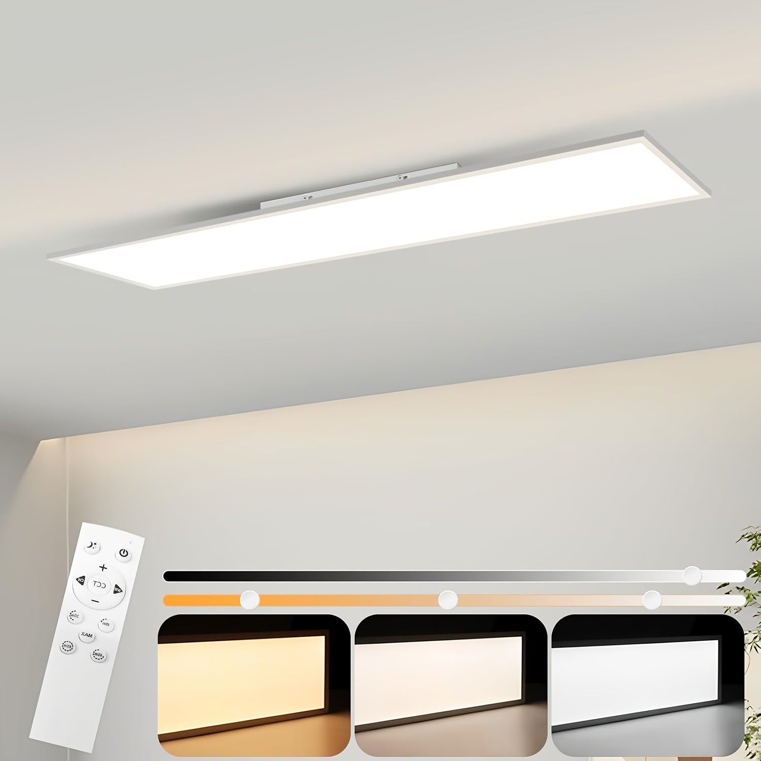 Modern Flush-Mount Flat LED Ceiling Light with Remote Control & Ambient Lighting