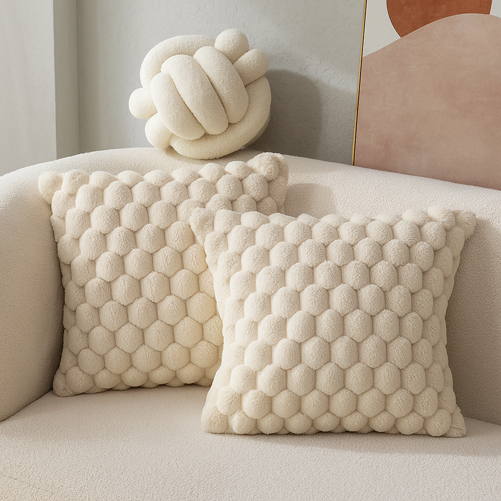 Honingcomb decorative throw pillow with relief texture