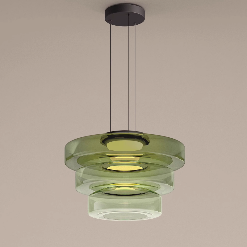 Layered Glass Living Room Pendant Light with Modern Halo Design