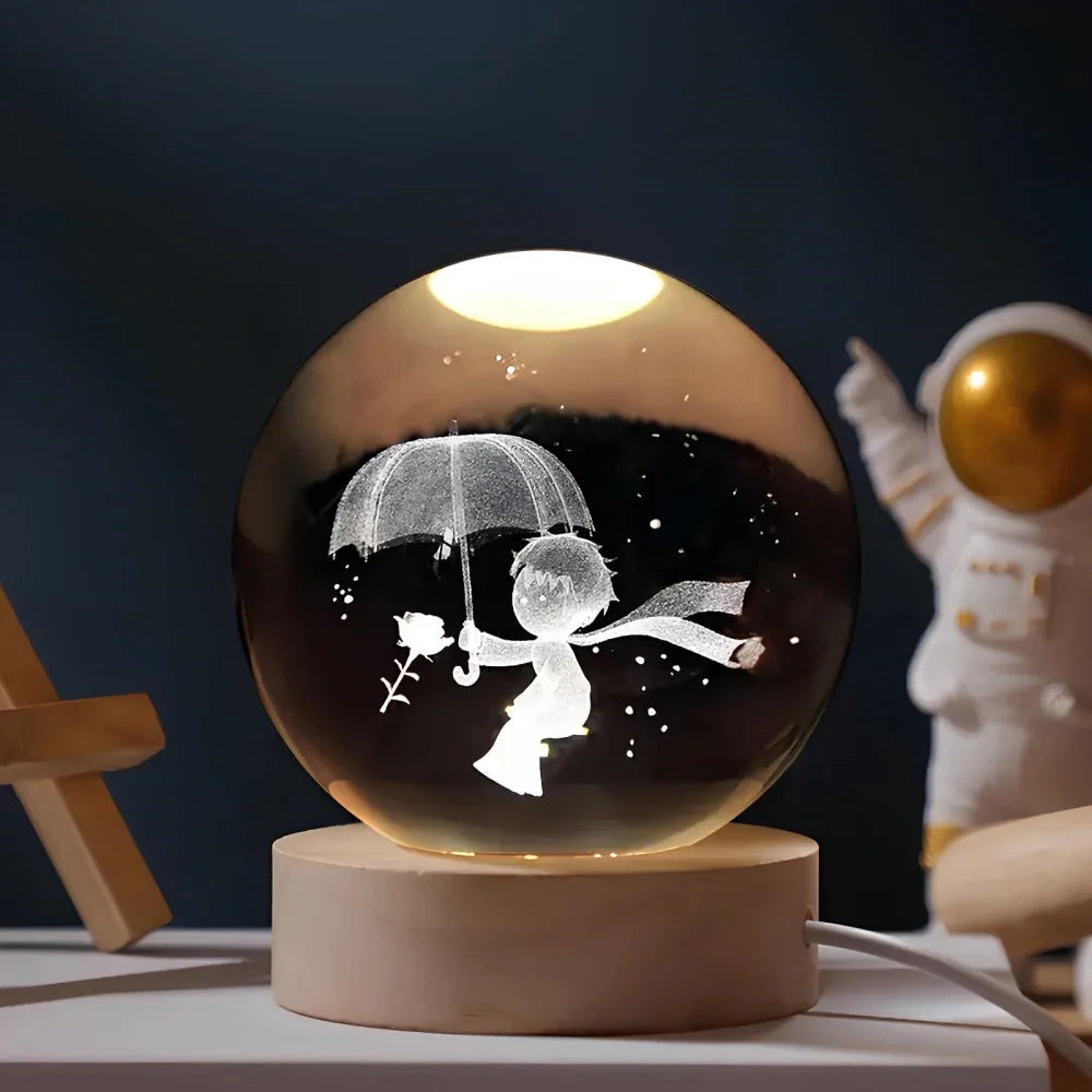 Luminous 3D Crystal Ball Glowing Planet Night Light
