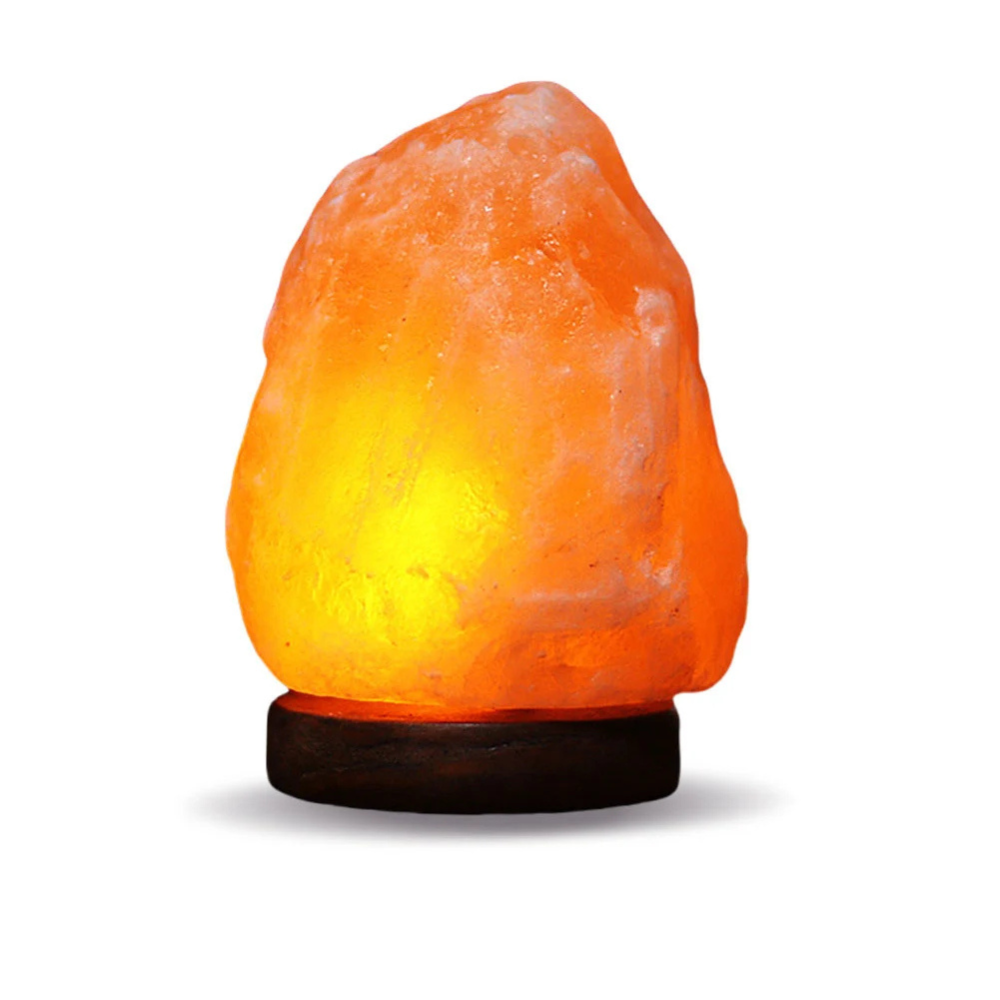 Himalayan Salt Lamp Crystal Rock LED Night Light with Wooden Base