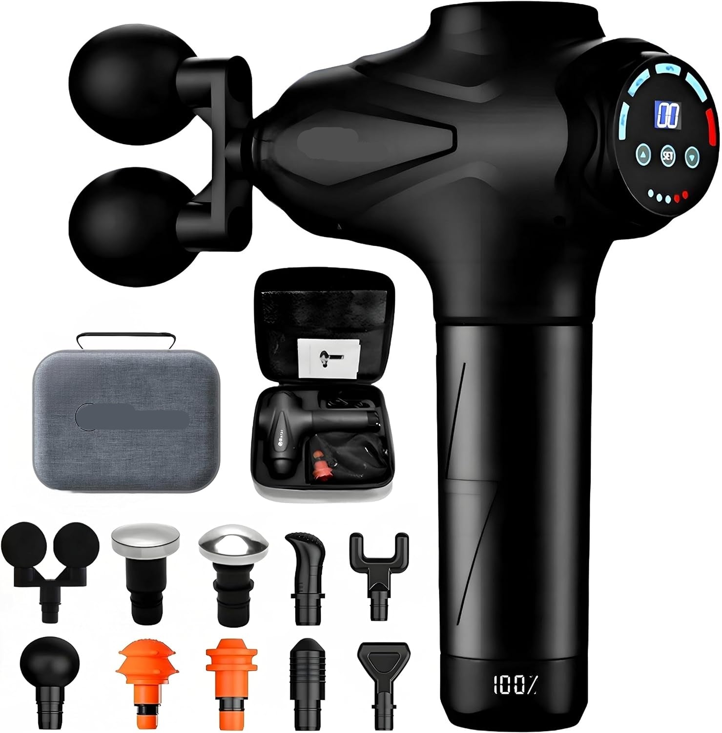 Massage device with deep muscle therapy and 10 attachments