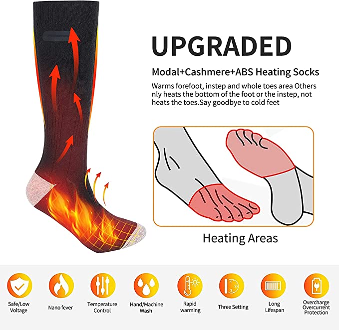 Unisex Electric Heated Socks with Battery Heat Fast, Powerful Warmth