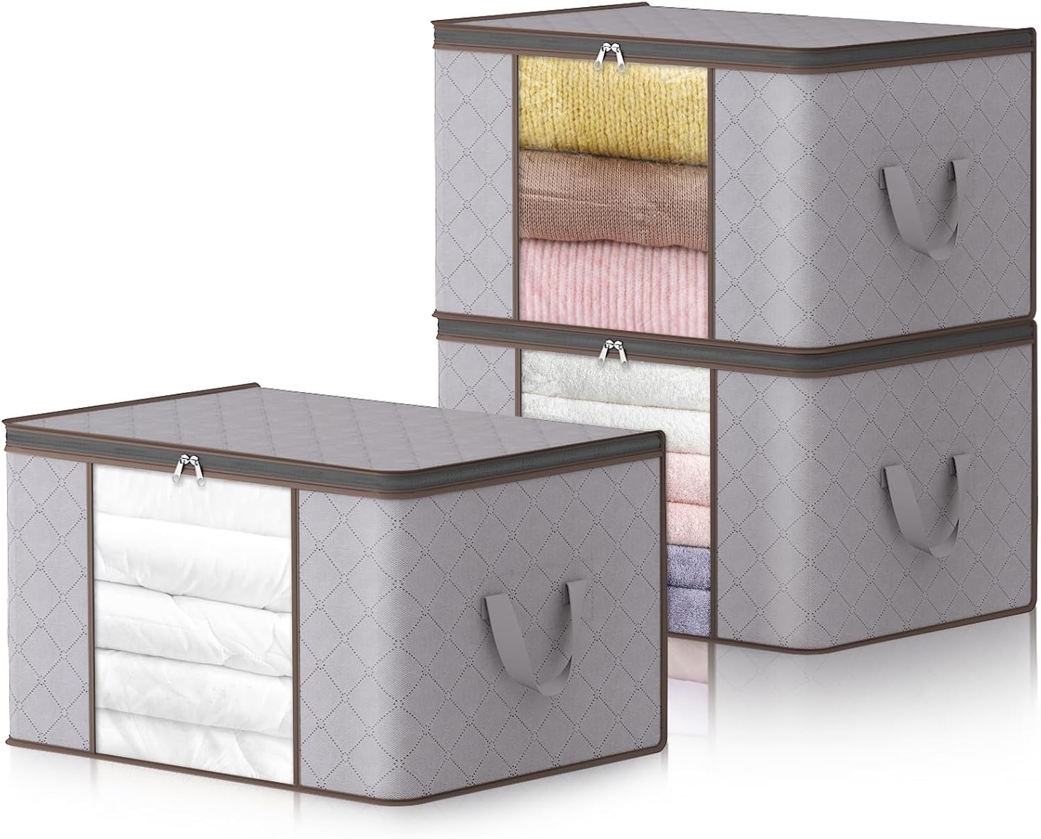 Foldable Storage Boxes with Handles Clothes Organizer with Clear Window