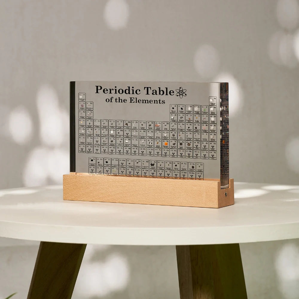 Illuminated Real Elements Periodic Table Decorative Science Display