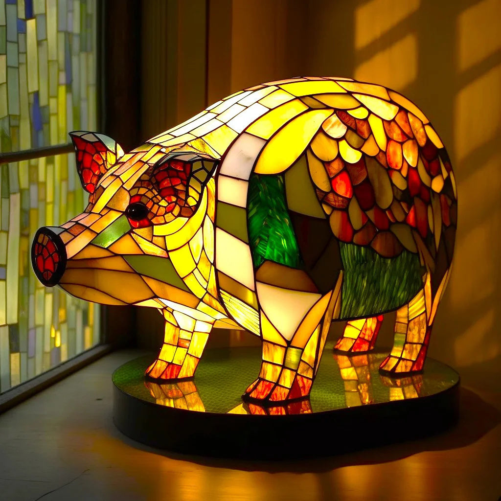 Stained Glass Table Lamp – Artistic Decorative Animal Lighting