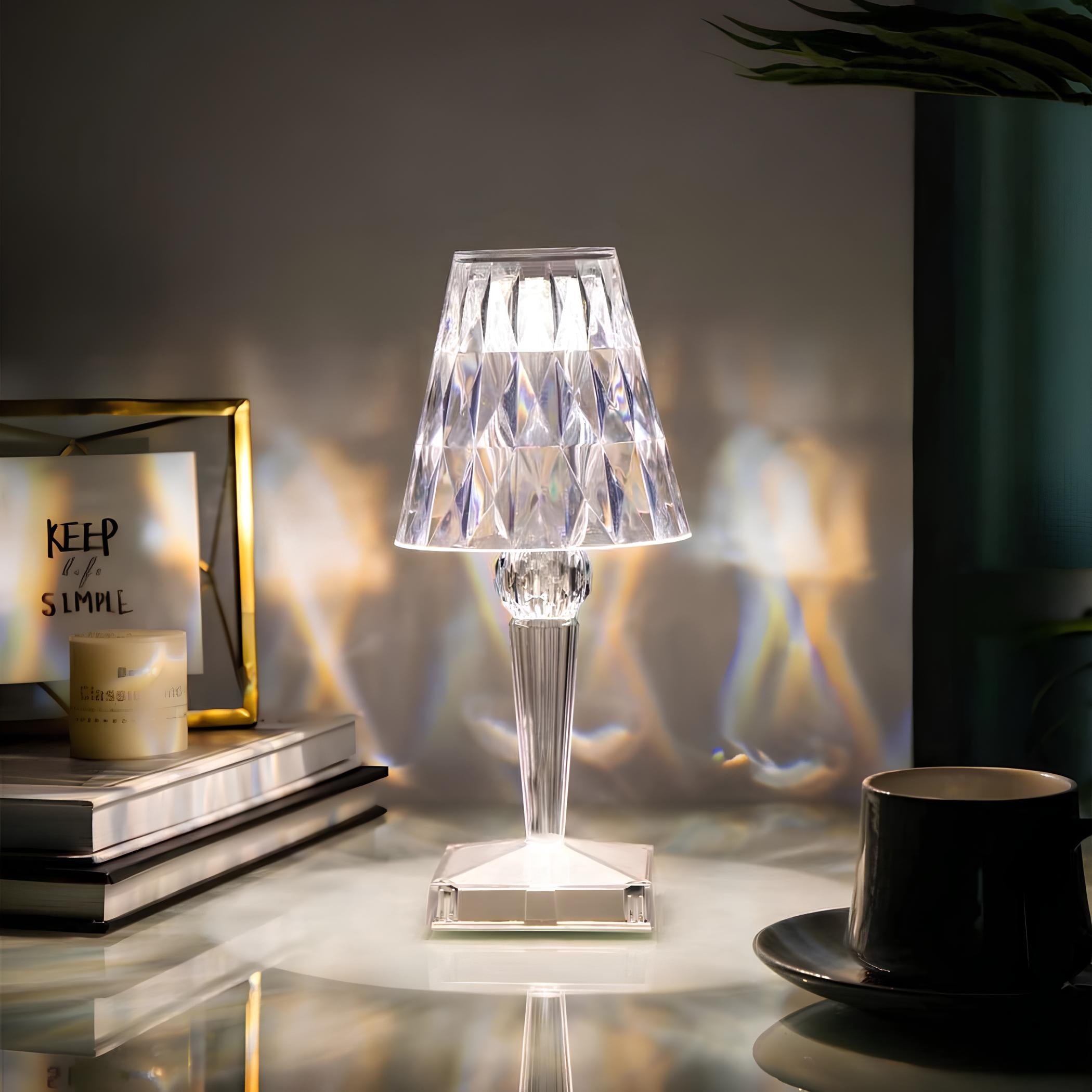 Elegant Crystal Glow Lamp Touch Control & Rechargeable Design