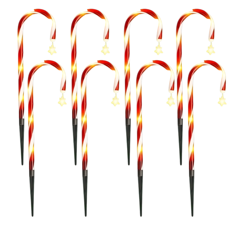 Solar Candy Cane Outdoor Christmas Lights with Festive Multi-Mode Holiday Glow