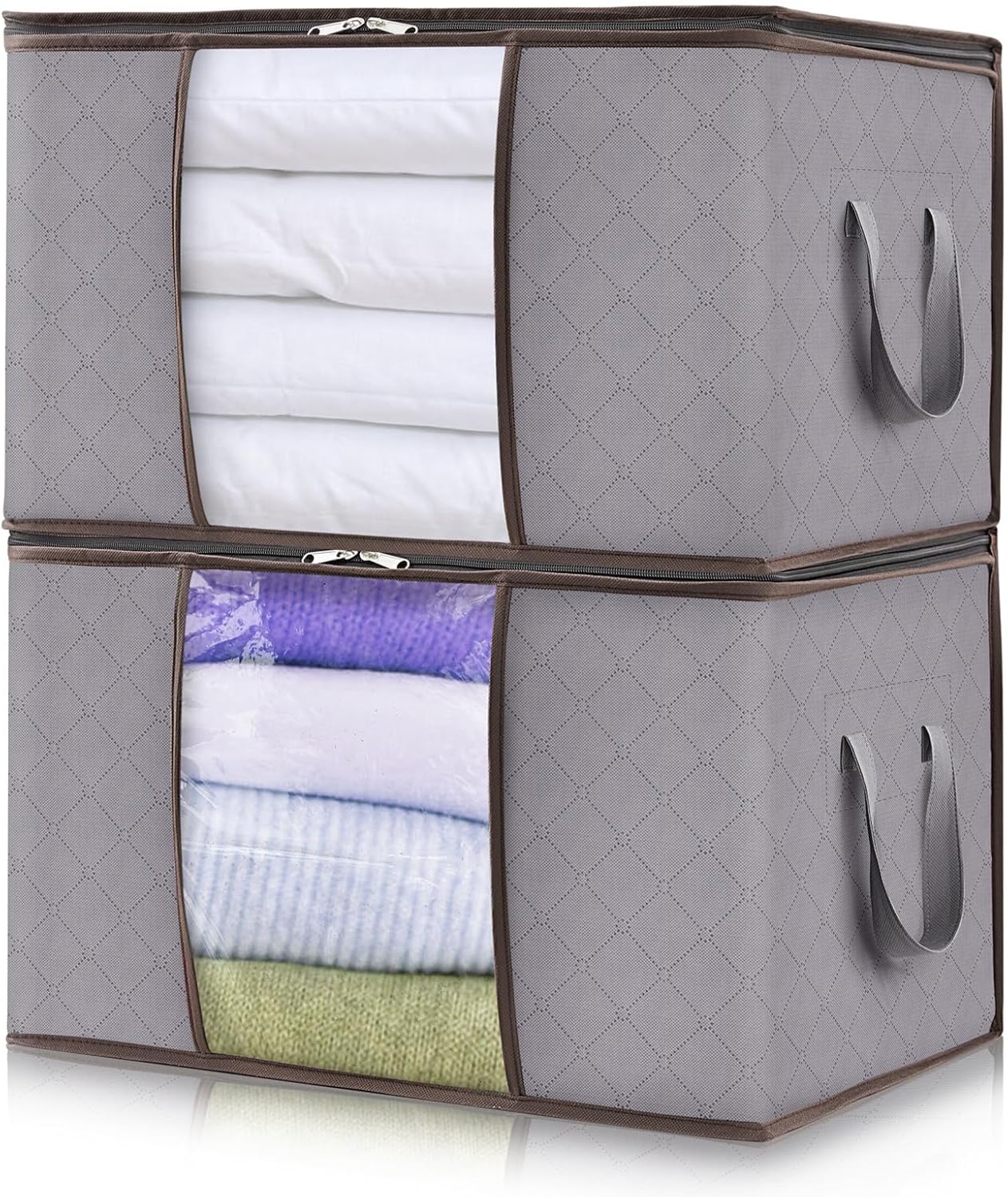 Foldable Storage Boxes with Handles Clothes Organizer with Clear Window