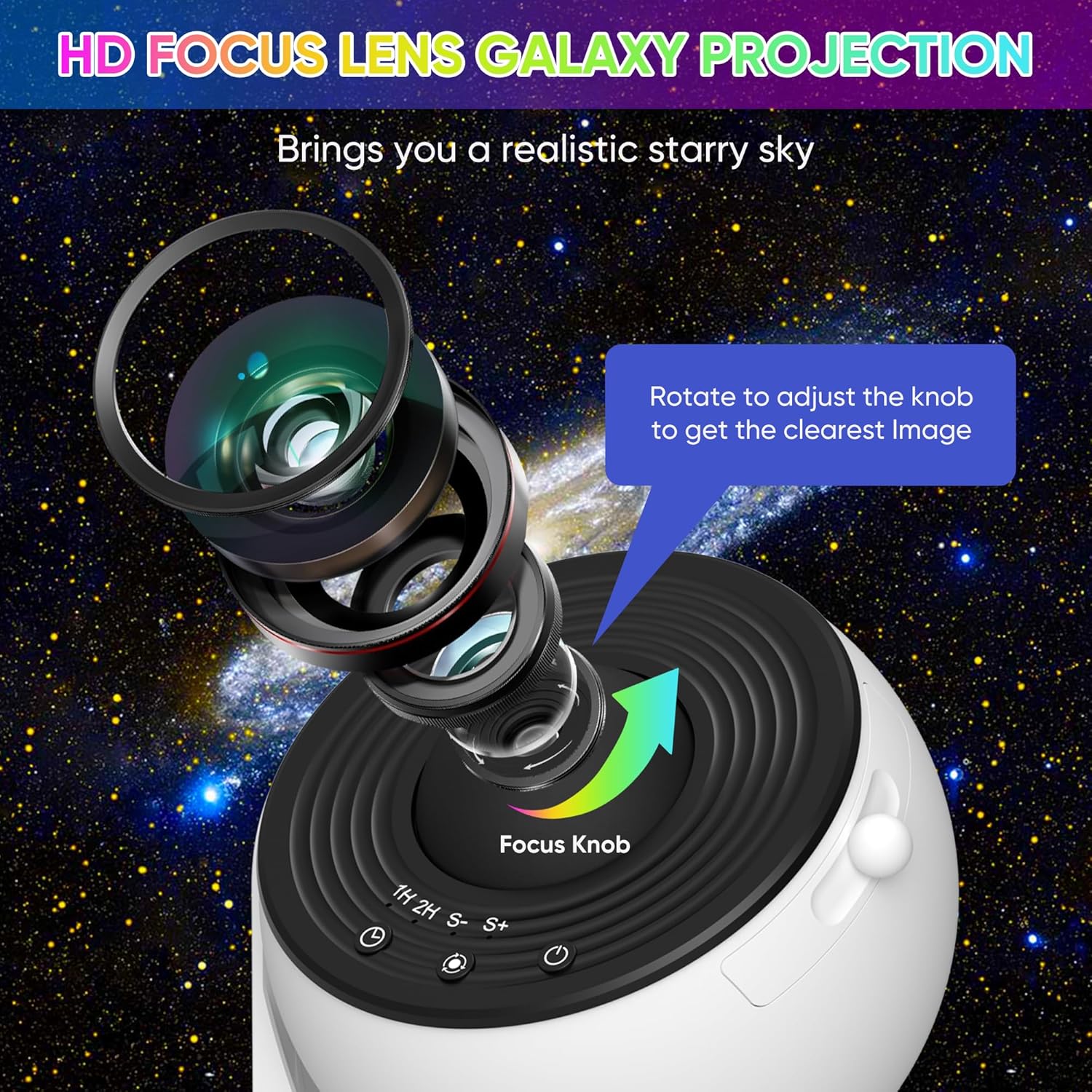 Celestial Dreams Galaxy Projector 360° Rotating Star Light with HD Films