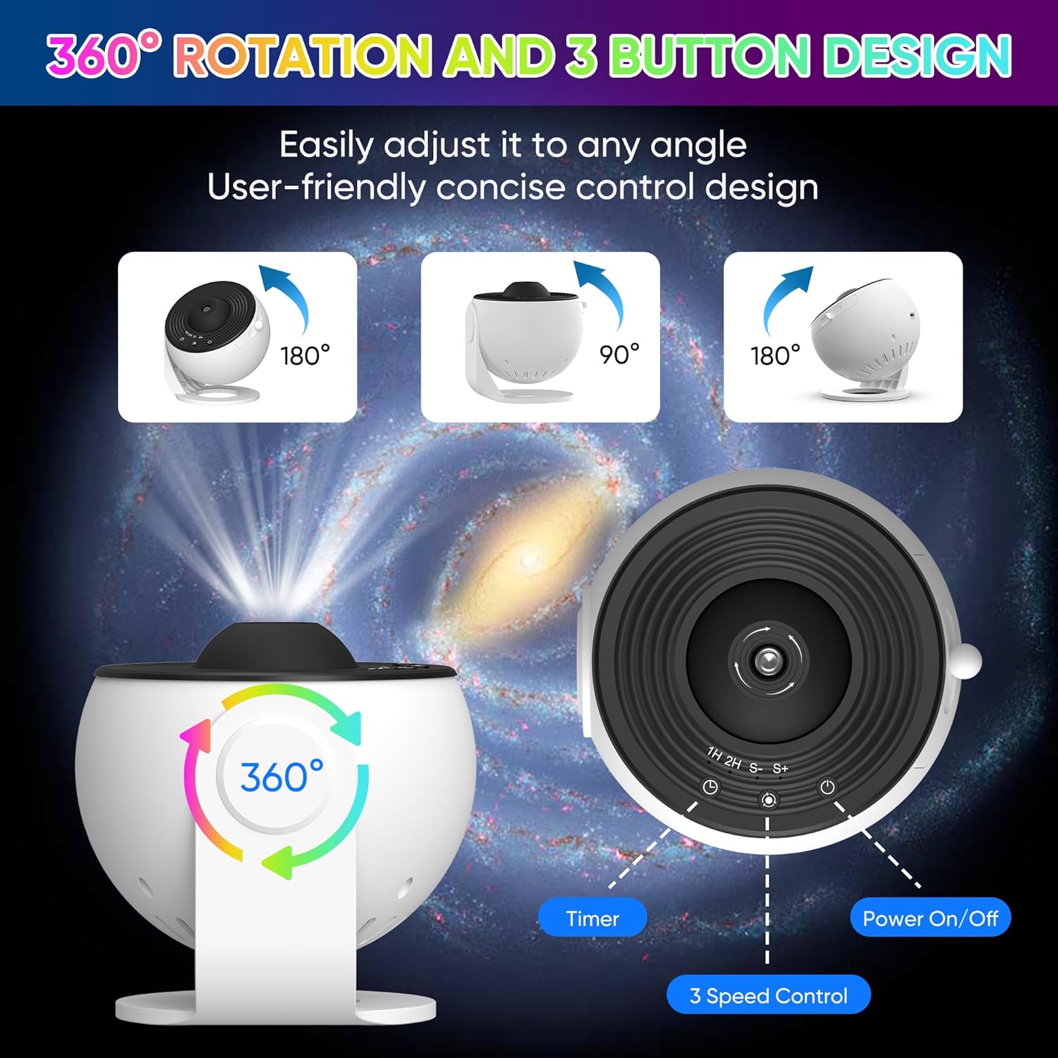 Celestial Dreams Galaxy Projector 360° Rotating Star Light with HD Films