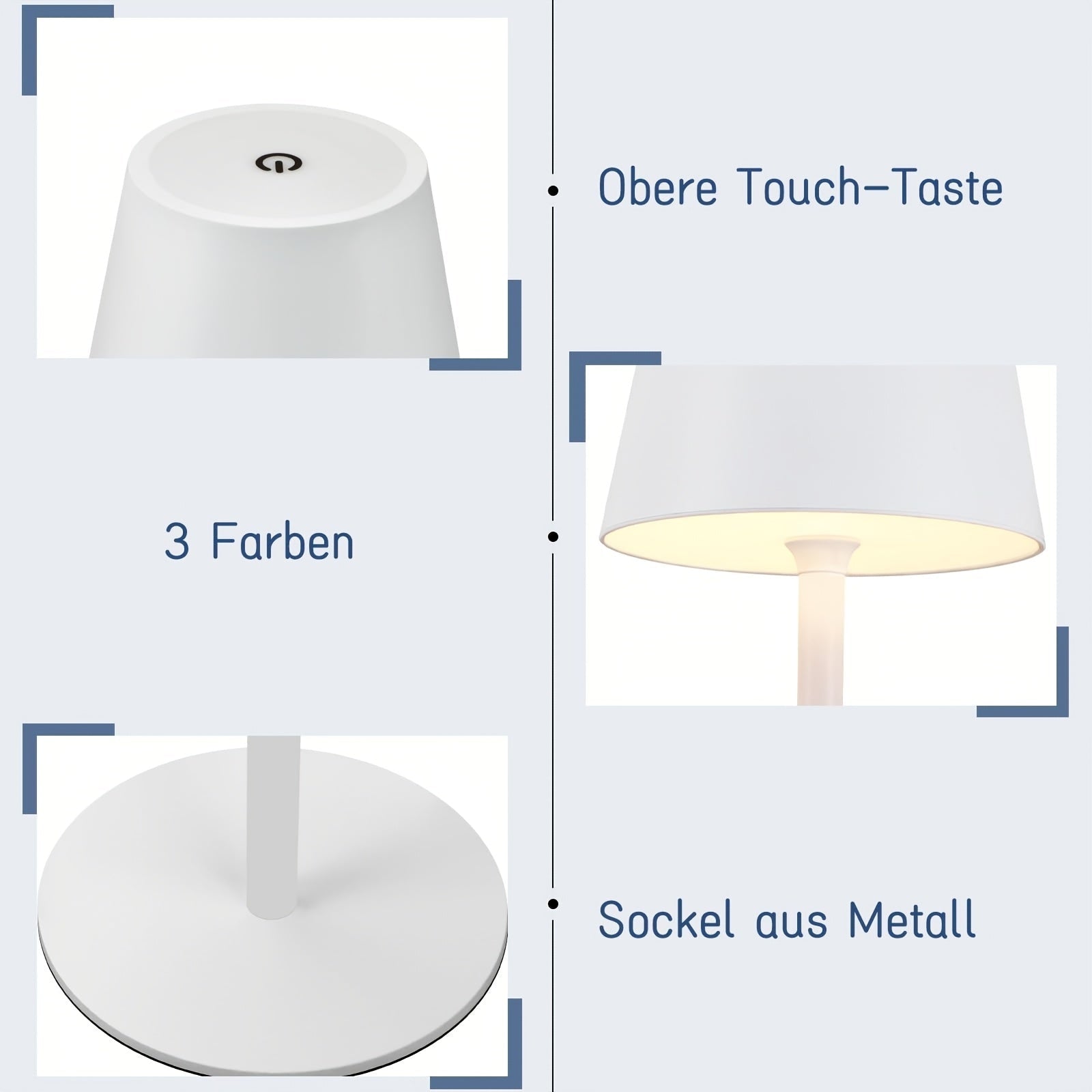 2 Pieces Rechargeable Wireless LED Touch Table Lamp