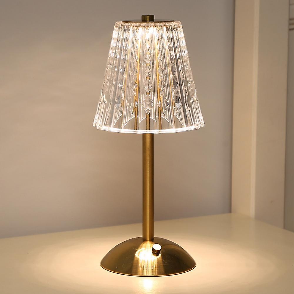 Golden Crystal Glass Table Lamp in Decorative Design with Sparkling Shade