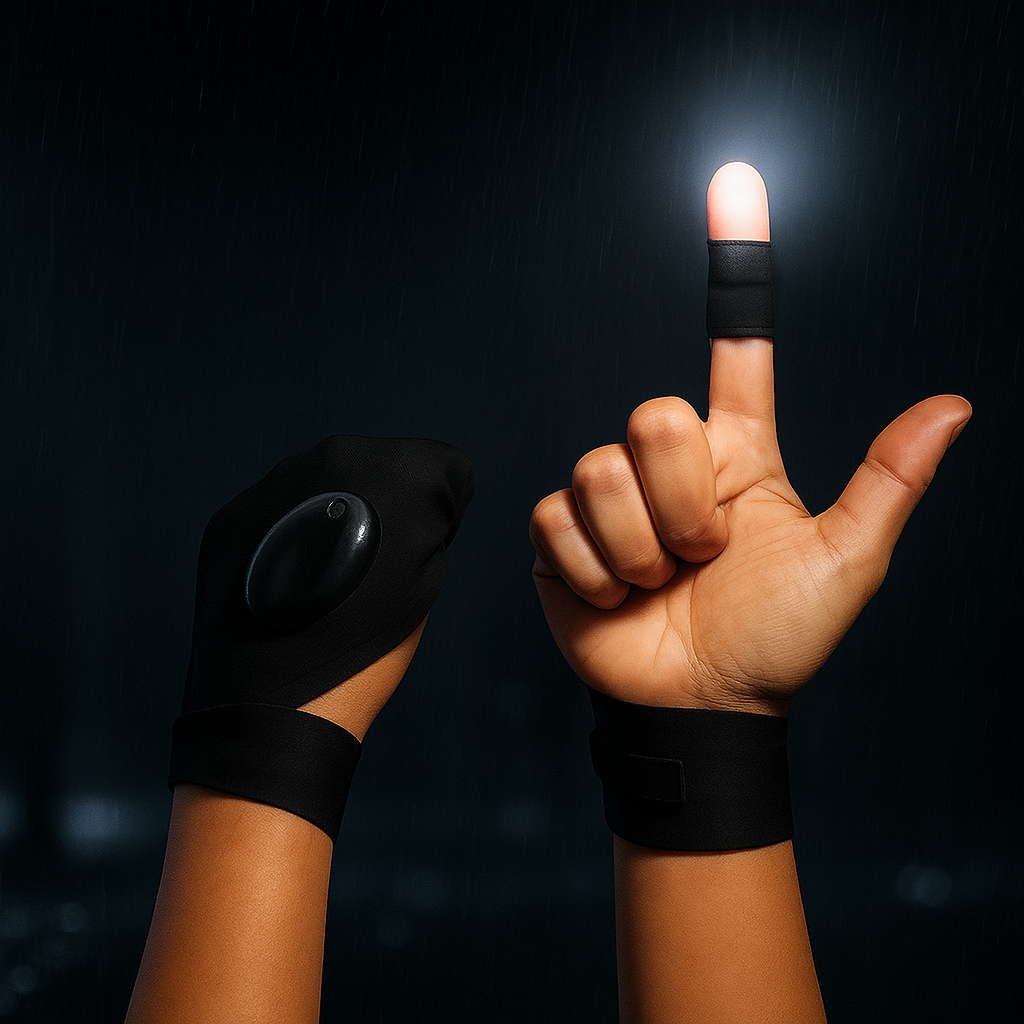 Glove with combined LED lighting
