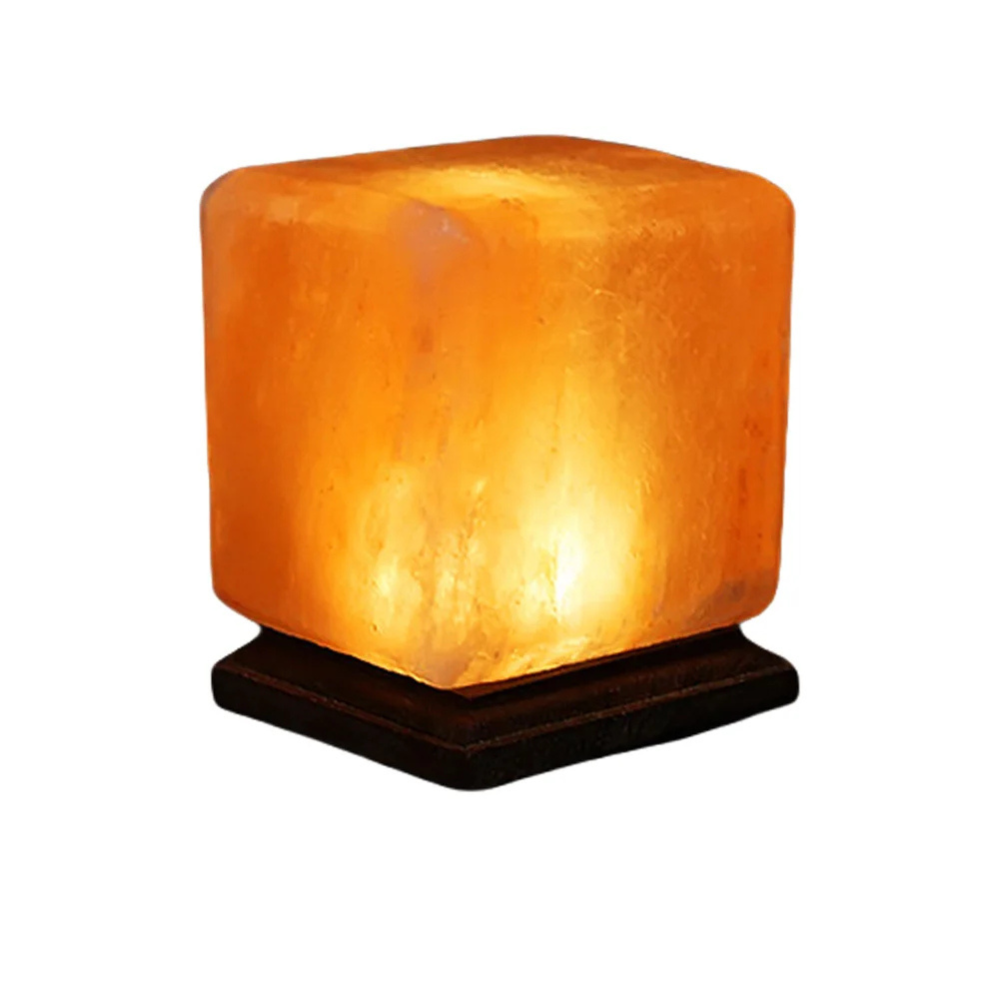 Himalayan Salt Lamp Crystal Rock LED Night Light with Wooden Base