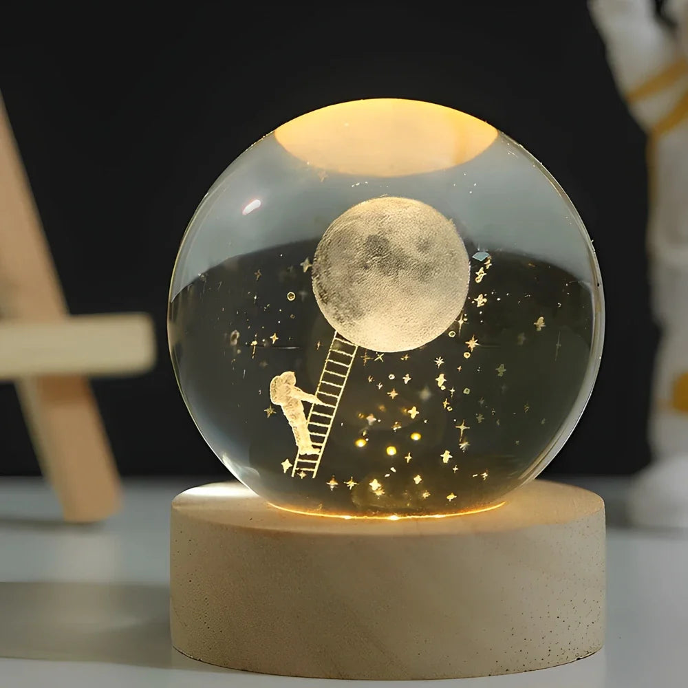 Luminous 3D Crystal Ball Glowing Planet Night Light