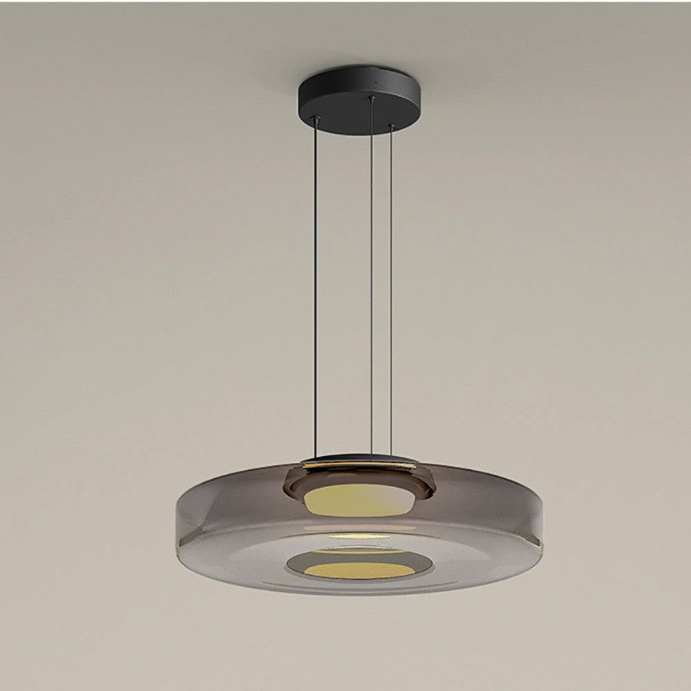 Layered Glass Living Room Pendant Light with Modern Halo Design