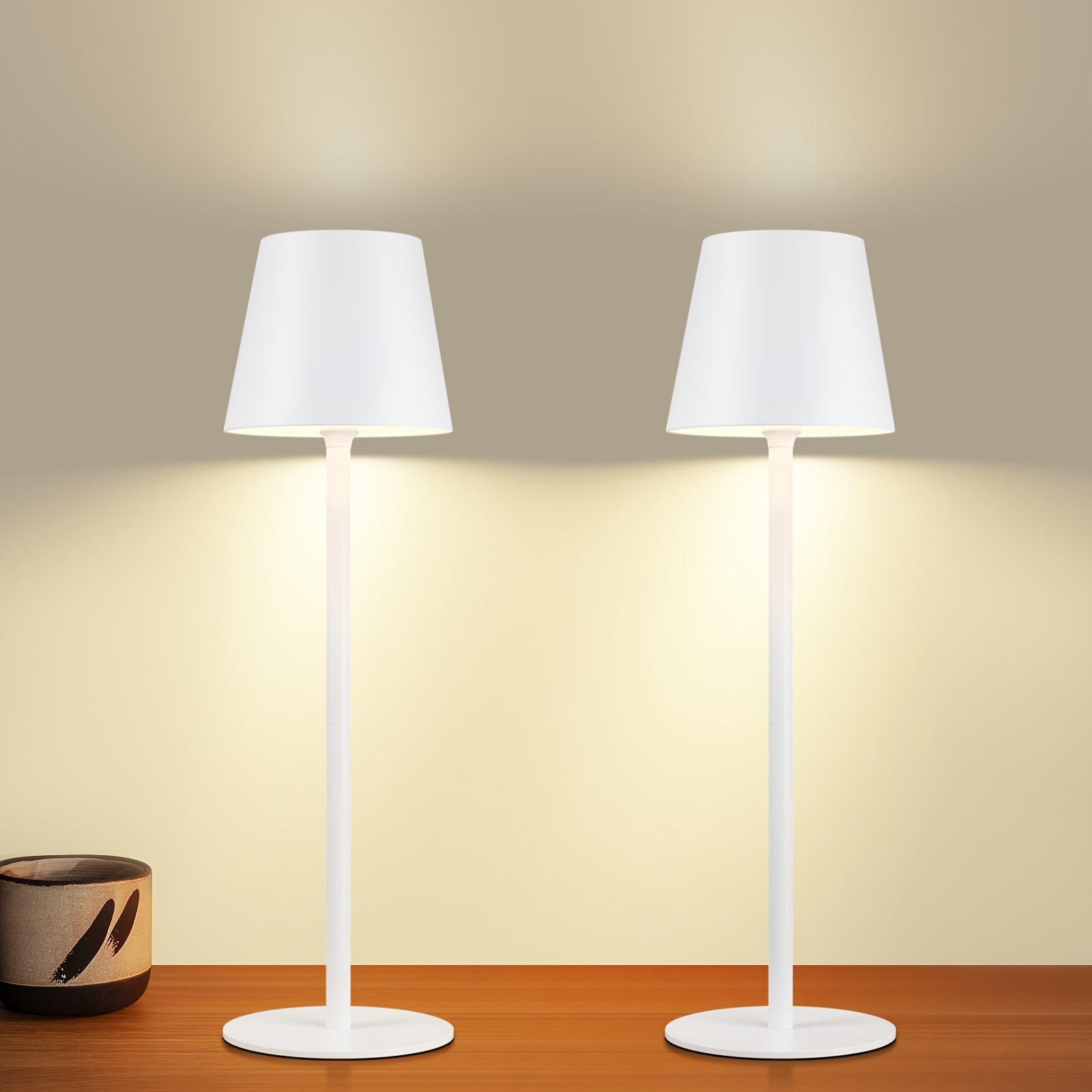 2 Pieces Rechargeable Wireless LED Touch Table Lamp