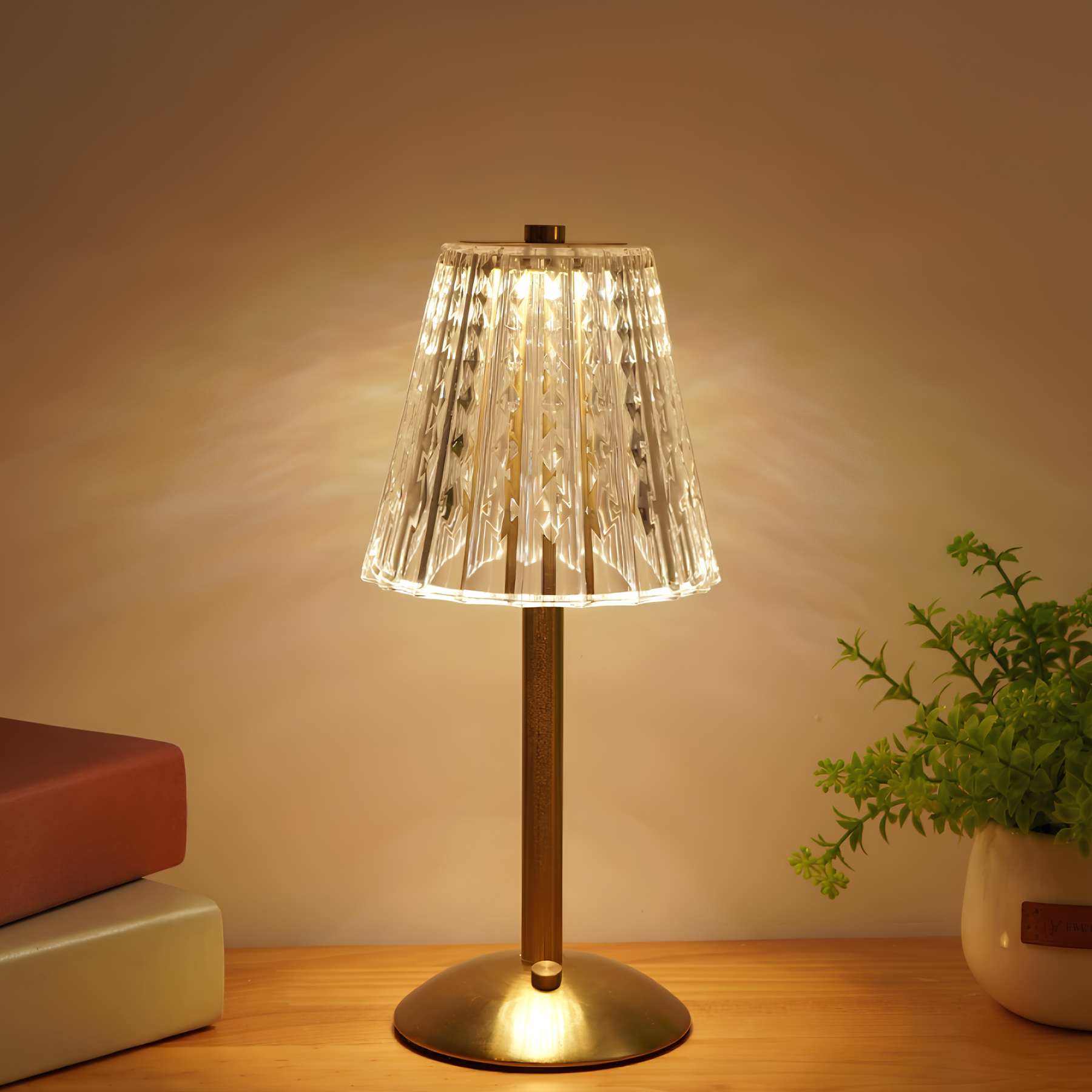Golden Crystal Table Lamp Touch Control & Cordless LED Light