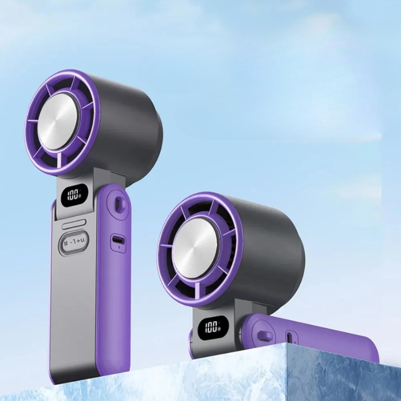 Foldable rechargeable cooling fan with digital display