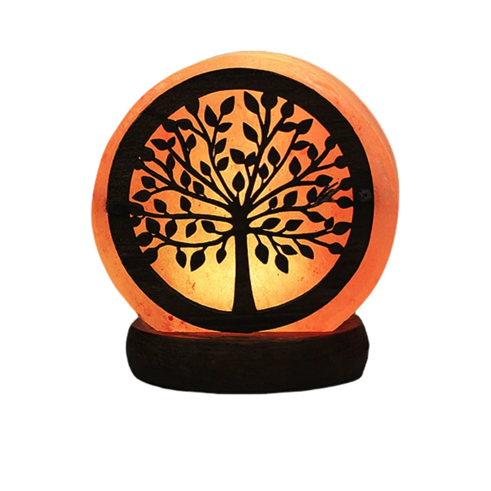 Himalayan Salt Lamp Crystal Rock LED Night Light with Wooden Base