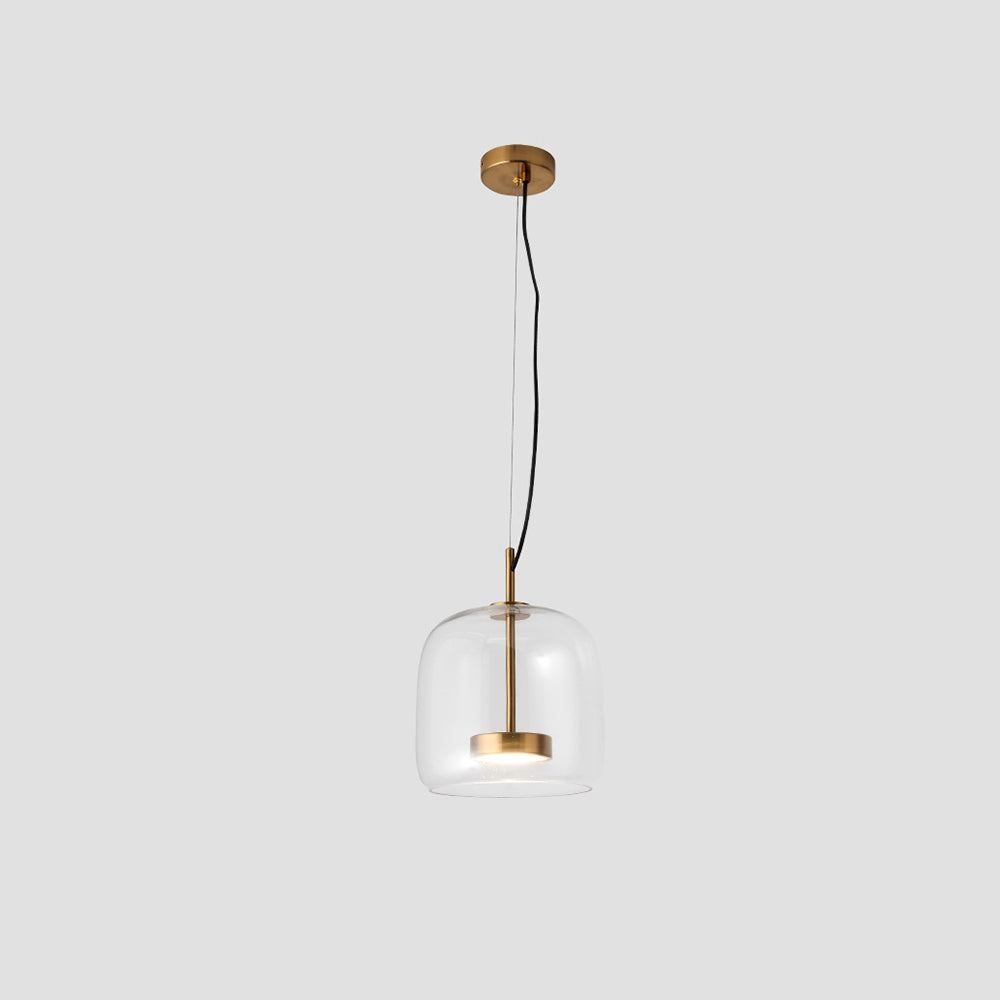 Retro LED Pendant Light – Amber Glass with Gold Finish