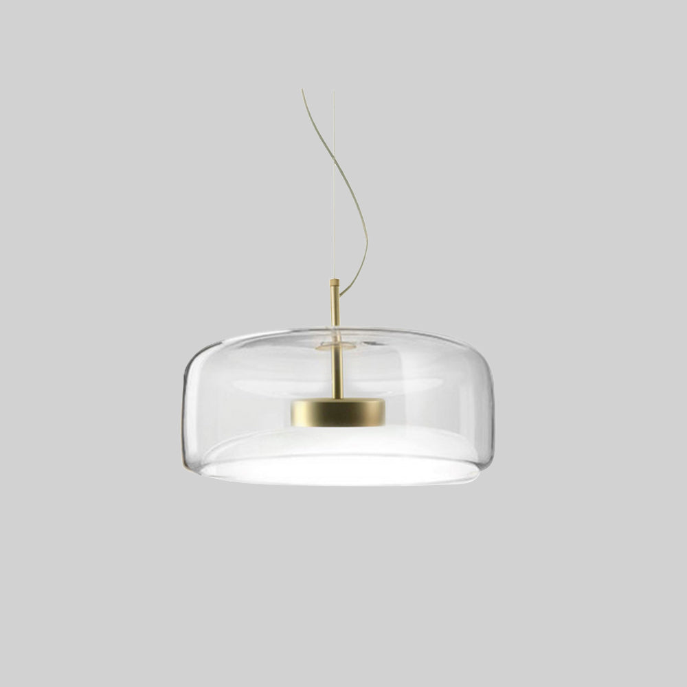 Retro LED Pendant Light – Amber Glass with Gold Finish