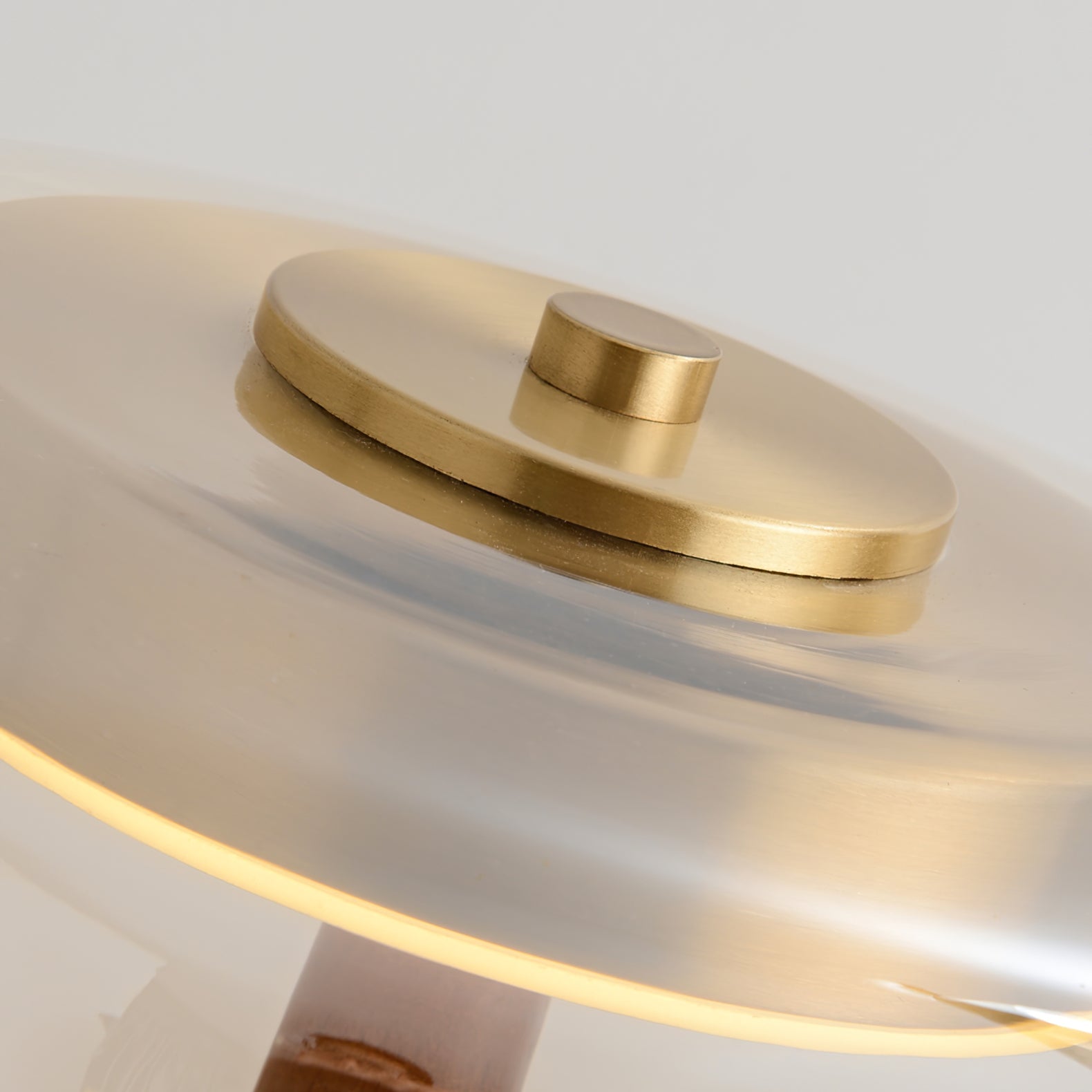 Brass & Wood Table Lamp LED with Warm & Cool Light Options