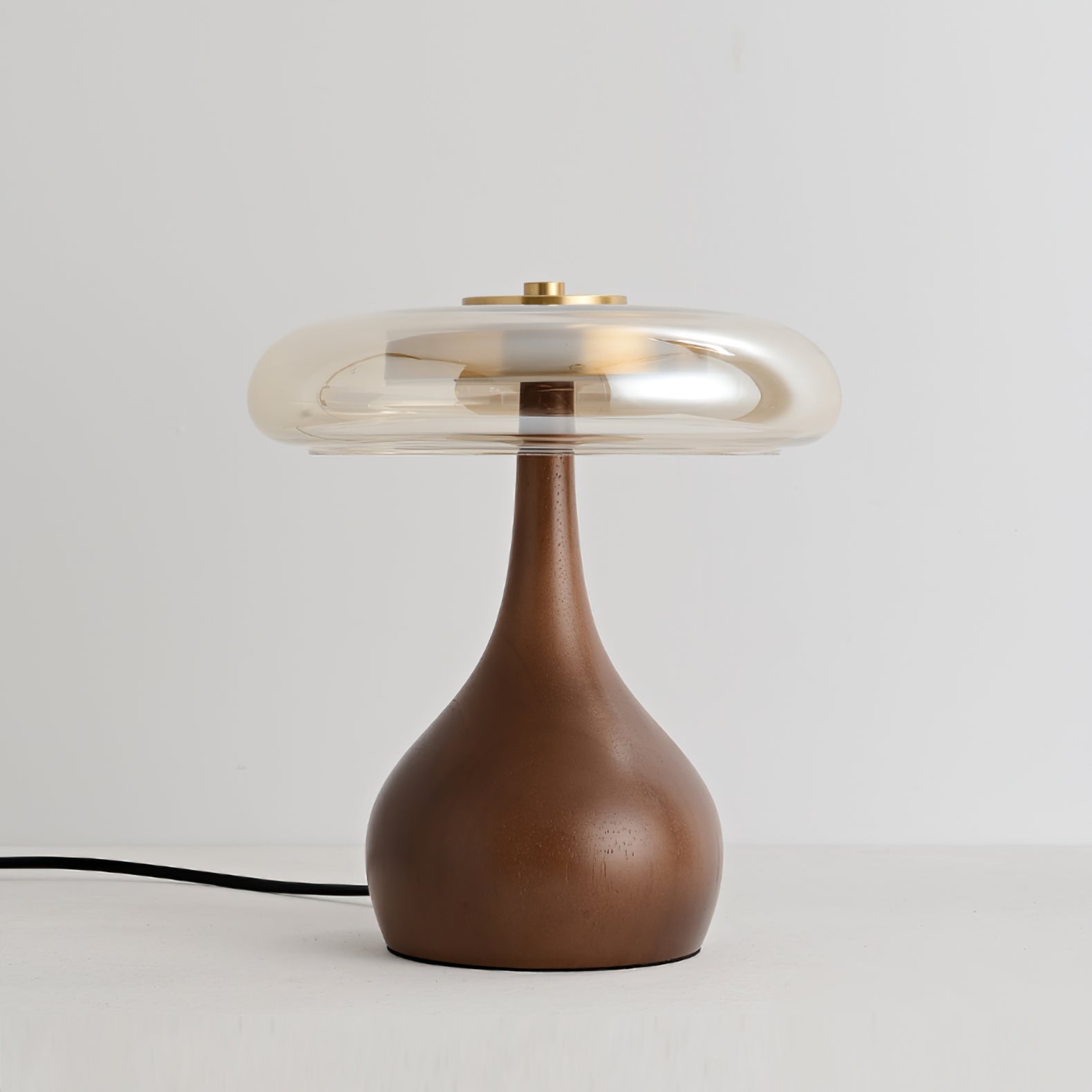 Brass & Wood Table Lamp LED with Warm & Cool Light Options