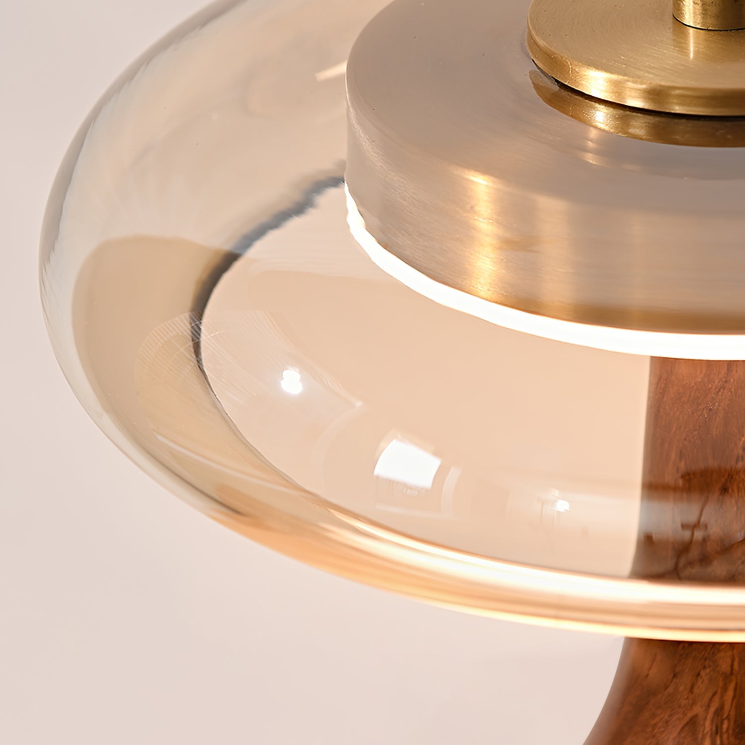Brass & Wood Table Lamp LED with Warm & Cool Light Options