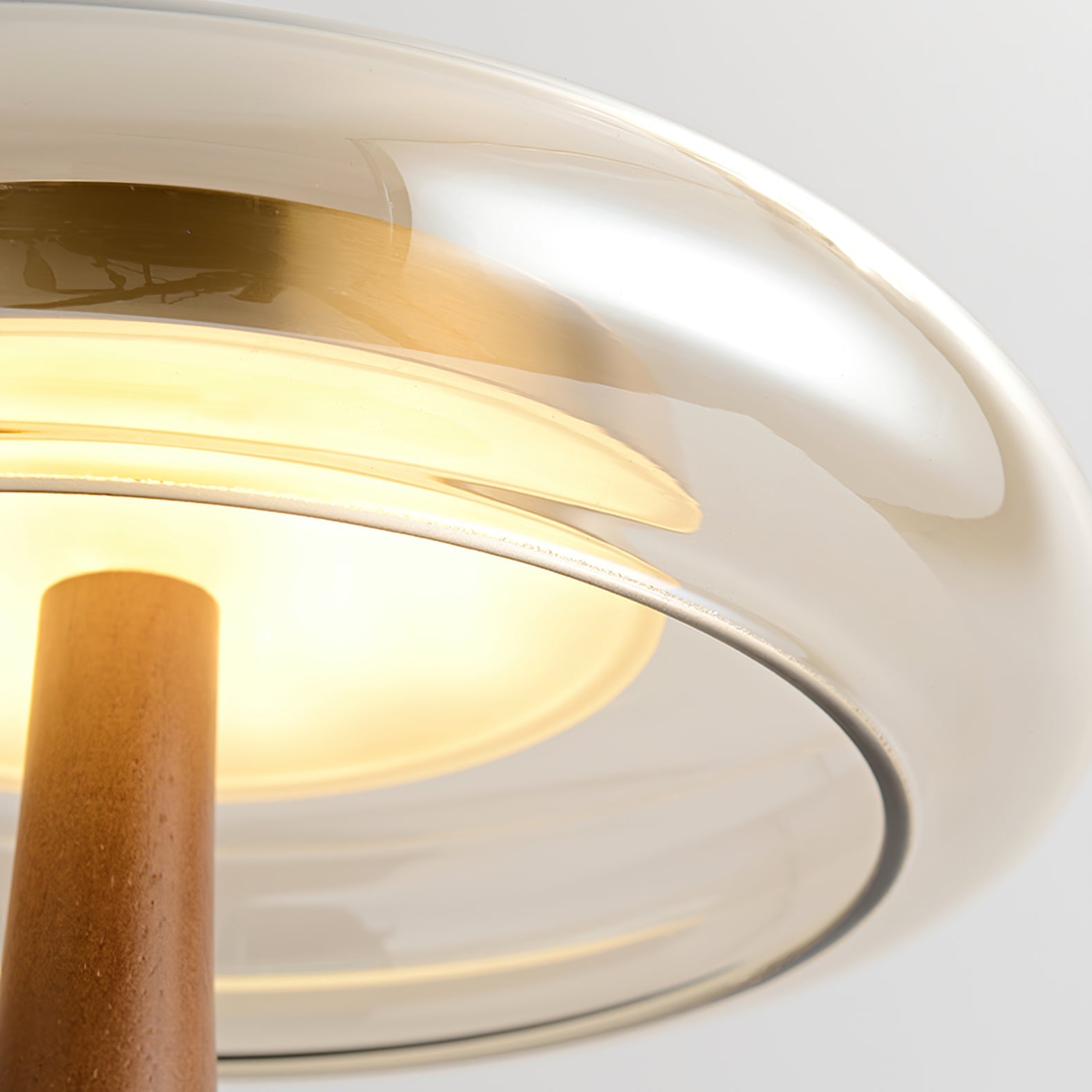Brass & Wood Table Lamp LED with Warm & Cool Light Options