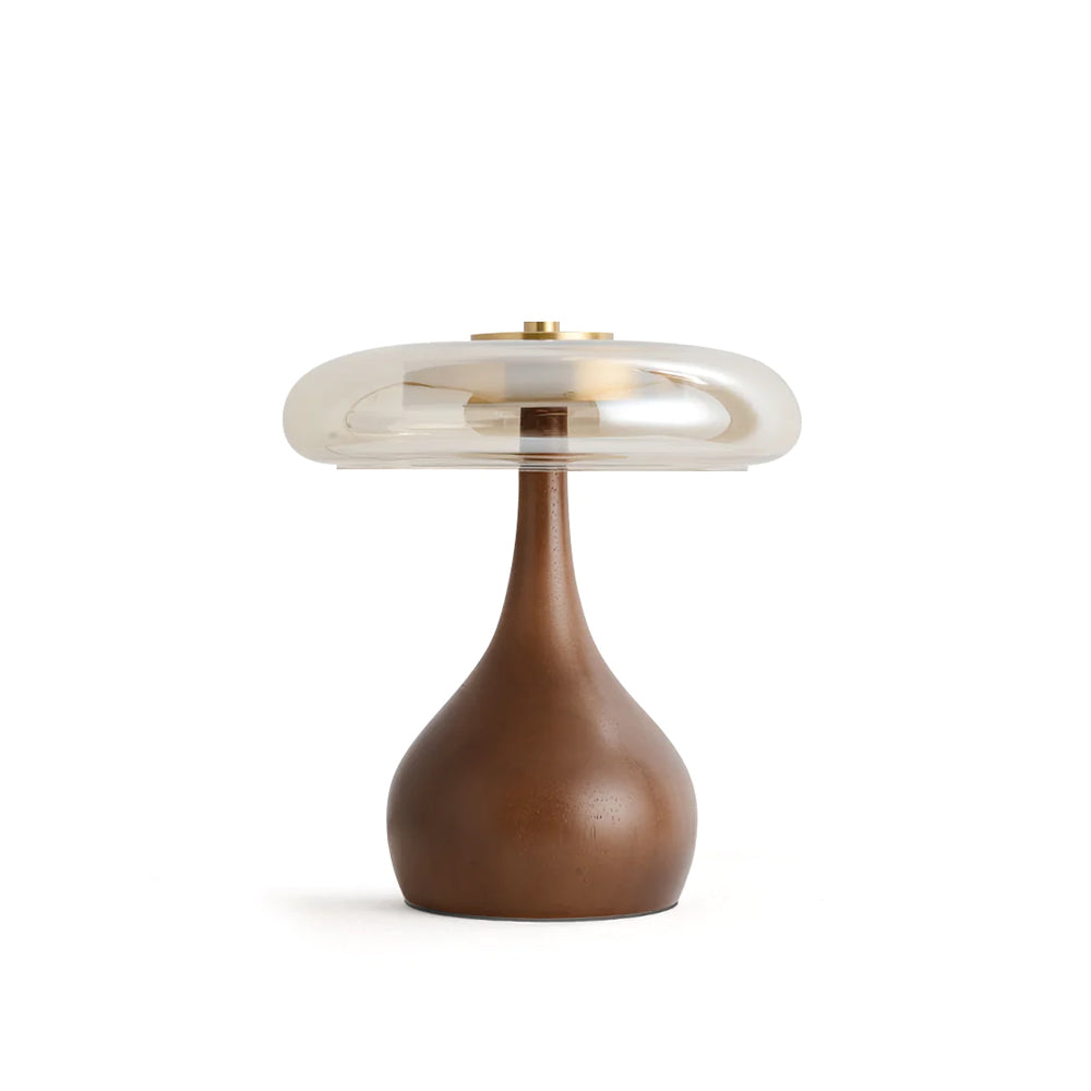 Brass & Wood Table Lamp LED with Warm & Cool Light Options