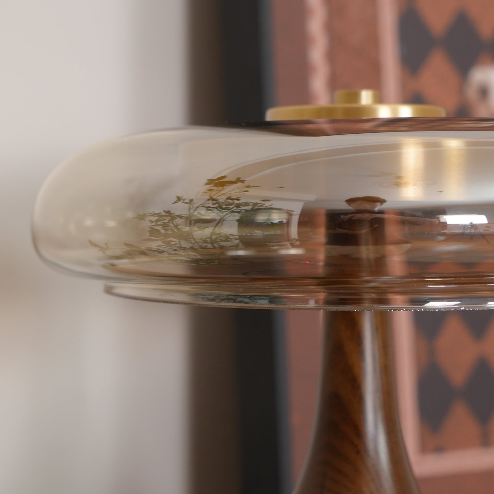 Brass & Wood Table Lamp LED with Warm & Cool Light Options
