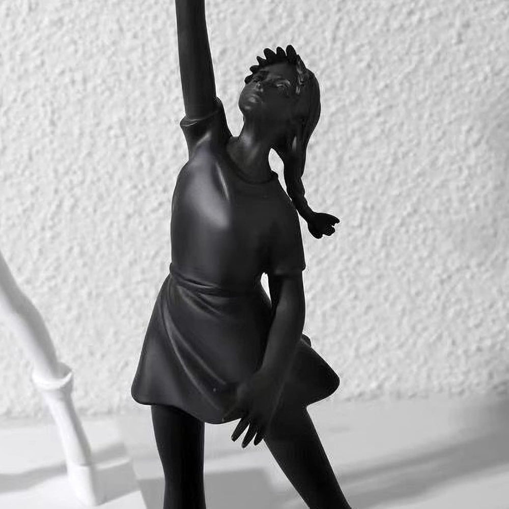 Girl Sculpture with Balloon Modern Resin Art Statue for Home Décor