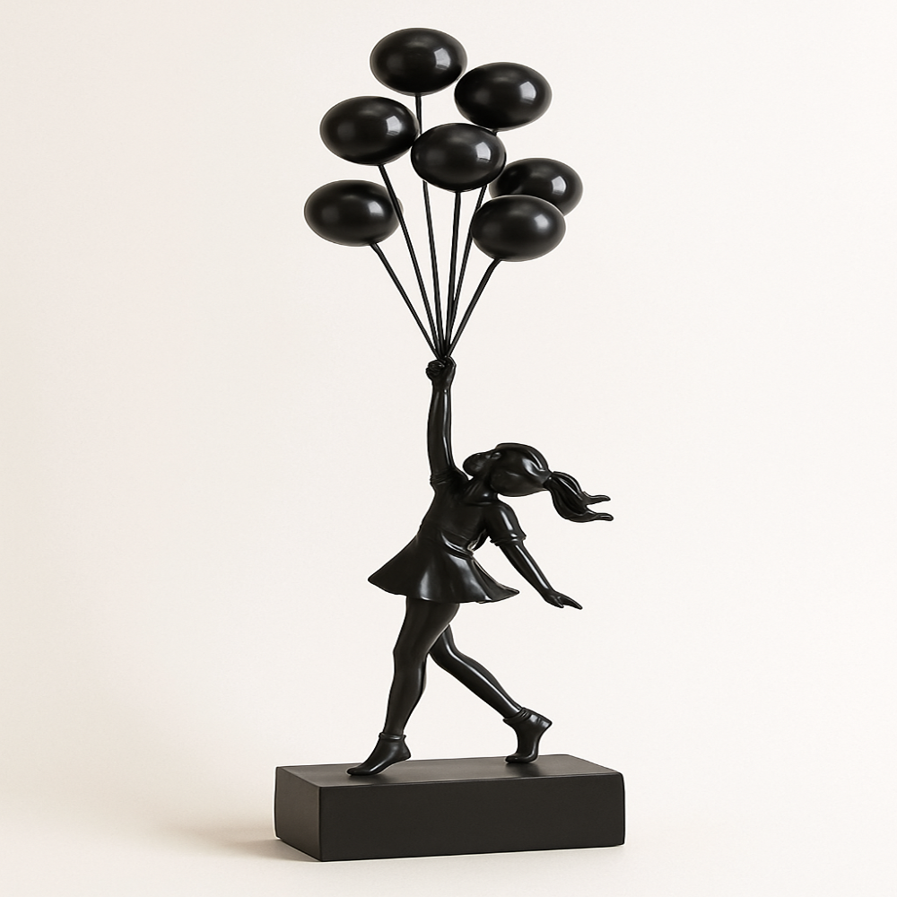 Girl Sculpture with Balloon Modern Resin Art Statue for Home Décor